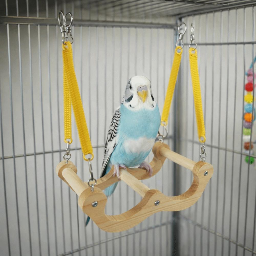 Wear Resistant Wood Bird Swing Elastic Parrot Play Rack Creative Bird Perch Bird Enrichment
