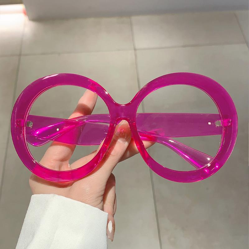 Oversized Round Eyeglasses Frame New Fashion Vintage Candy Color Spectacles Trendy Brand Non-prescription Eyewear