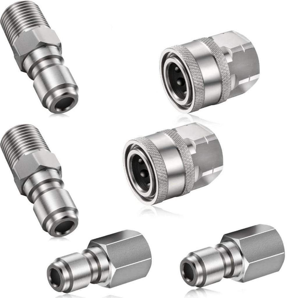 Stainless Steel NPT 3/8 Quick Connect Adapter Set for Pressure Washer and PA Bottle