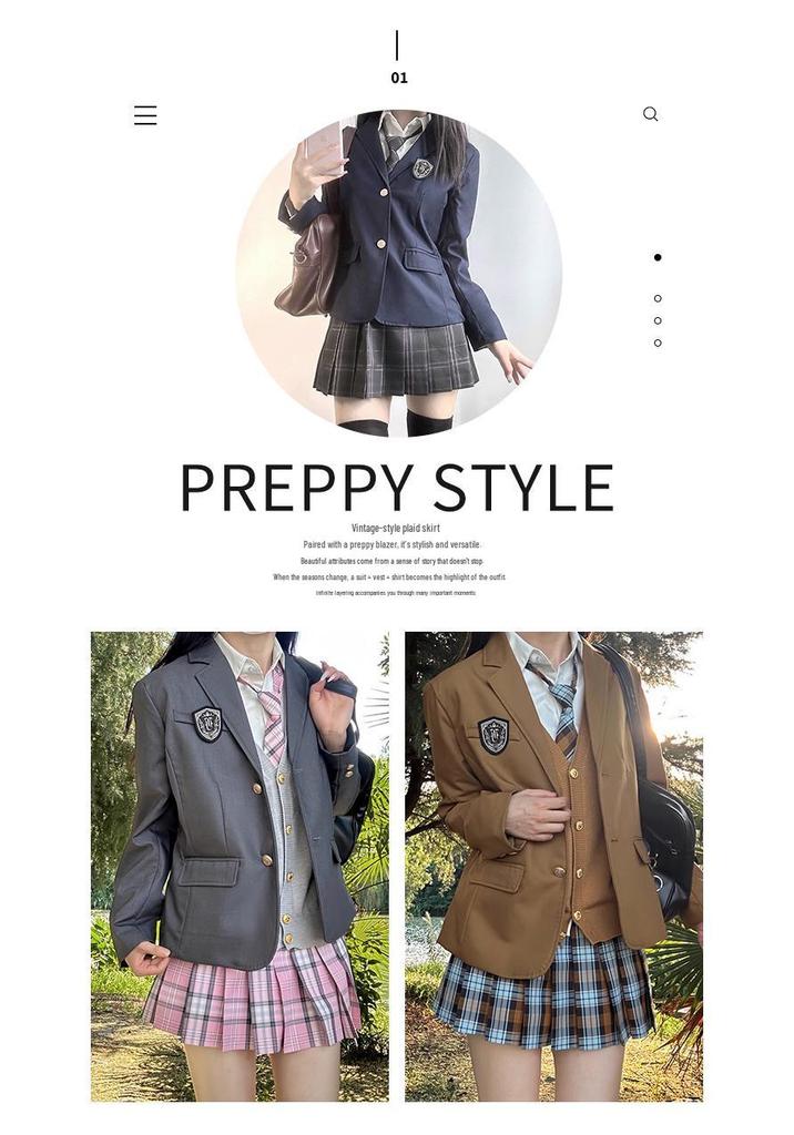 Japanese Style Mid-Length JK Uniform Blazer Set for Female Students - Spring & Autumn