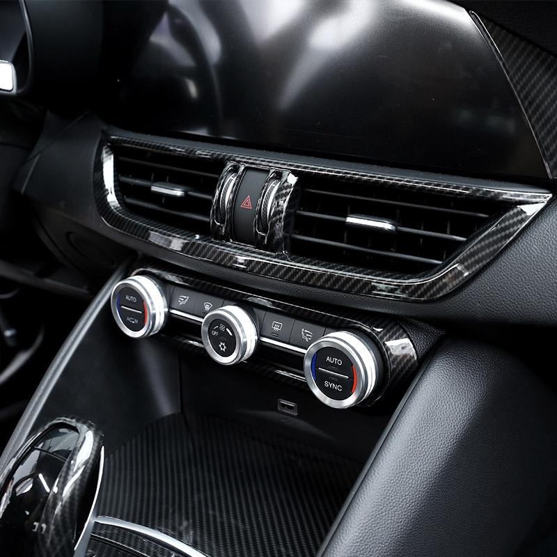 For Alfa Romeo Giulia Stelvio 2017 2018   ABS Carbon Fiber Car Interior Center Console Air Conditioning Vent Frame Trim