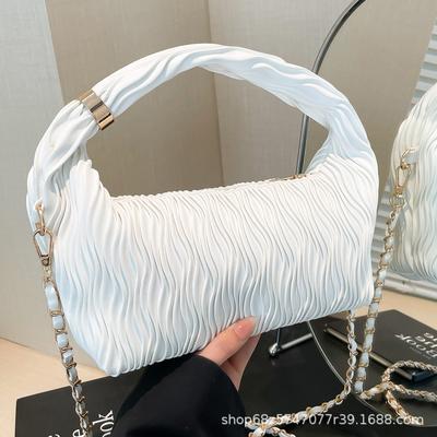 Fashion High-end Sense Retro Handbag Women's 2025 New Pleated Versatile Shoulder Underarm Bag Messenger Bag