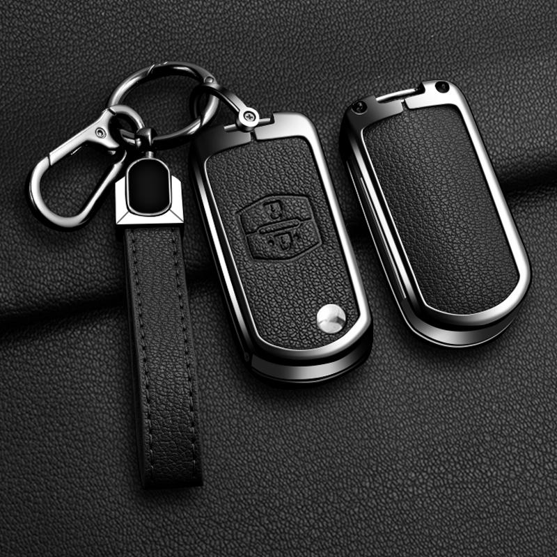 Interior Mouldings New Zinc Alloy Leather Car Flip Key Case Cover for Mazda 2 3 5 6 CX7 CX9 RX8 MX5 MPV Demio Holder Protector K