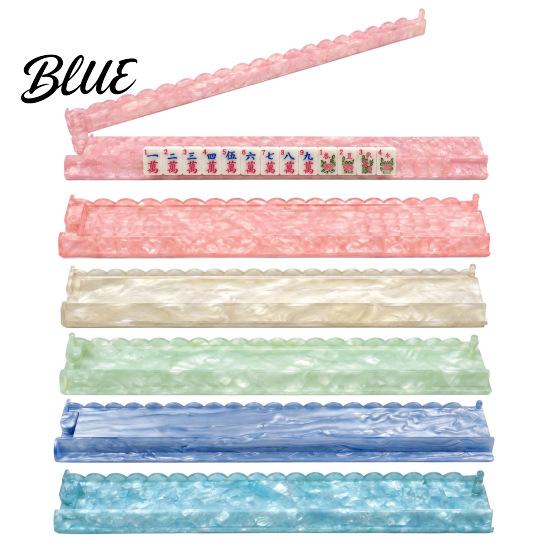 American Mahjong Tile Racks with Built-In Magnetic Pushers Acrylic Transparent Organizers Racks Scalloped Edges for Game Night Party Supplies