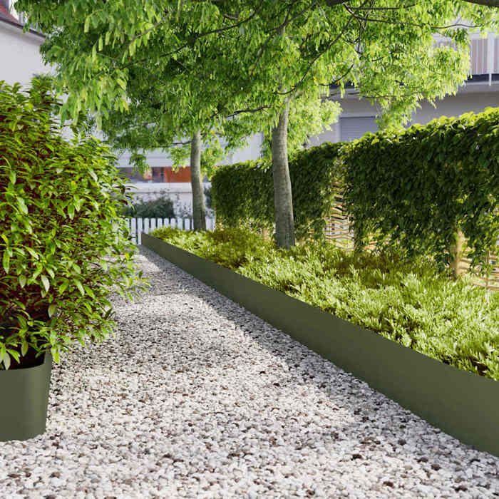 VidaXL Bordures pelouse 20pcs vert olive 25x103cm acier laminé à froid, bordure de jardin, bordure de lit de jardin, bordure 860175