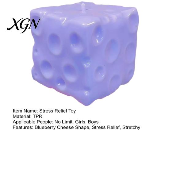 Cheese Sensory Tools Blueberry Squeeze Toy, Stress Relief Block Slow Soft Toy Rising Cube Pinch for Home Office Focus Aid Fidget