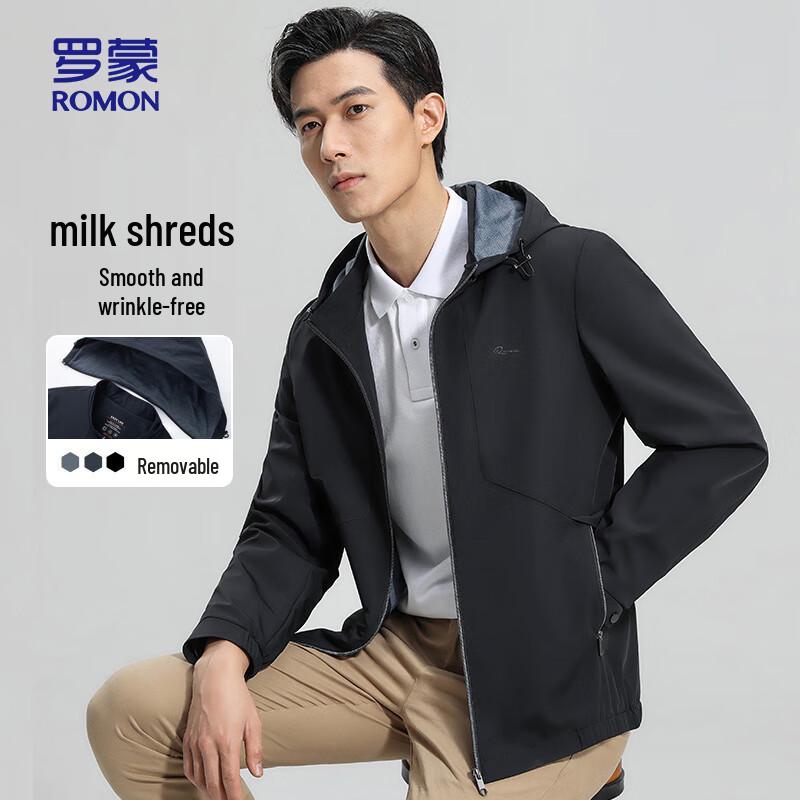 Romon Men's Hooded Business Casual Jacket