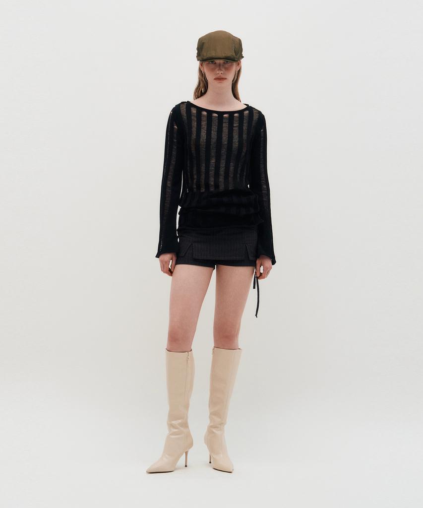 Kimjisu Ribbon Tied Mini Skirt Pants _ Brown