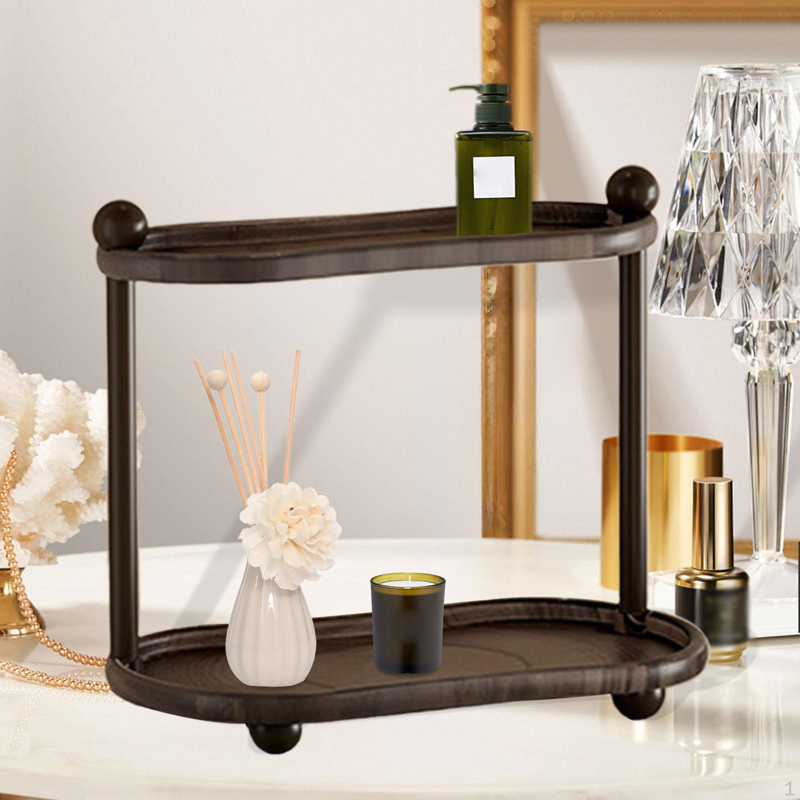 

2 Tiers Countertop Organizer Cosmetics Storage Display Rack,Vanity Tray,Makeup for Dresser Style A