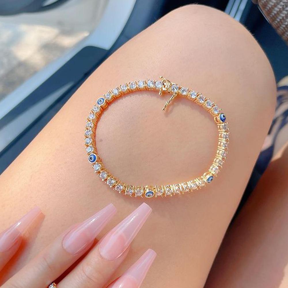 Stonefans Bohemska Moda Tenisowa Bransoletka na Kostkę Hurtowa Bransoletka z Cyrkoniami Letnia Plażowa Bransoletka na Kostkę z Okiem Proroka Dla Kobiet Biżuteria Indyjska