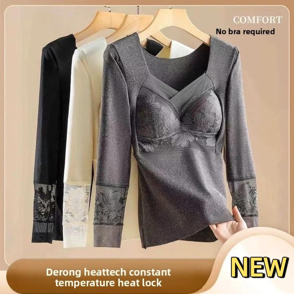 Autumn Clothes Thermal Underwear Mesh V Neck Warmth Long Warm Top Women Thermal Clothes Undershirt