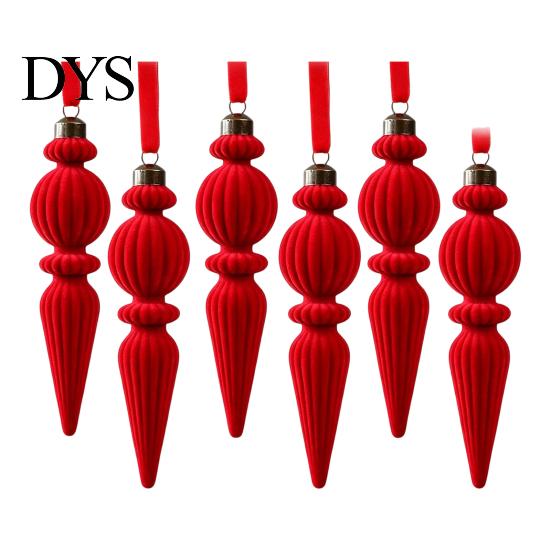 Decorative Hanging Pieces for Windows 6Pcs Christmas Flocked Pendant with Lanyard, Creative Tree Hanging, Lightweight Matte Suede Ornaments
