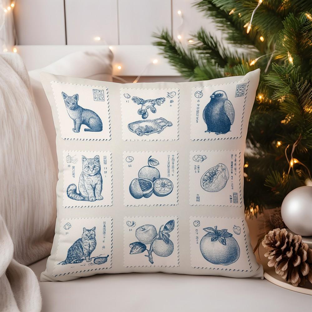 Home Decor Charming Snowy Village Digital Print Pillow Pattern Cushion Cover Suitable for Sofa Bedroom Car Pillow Cover