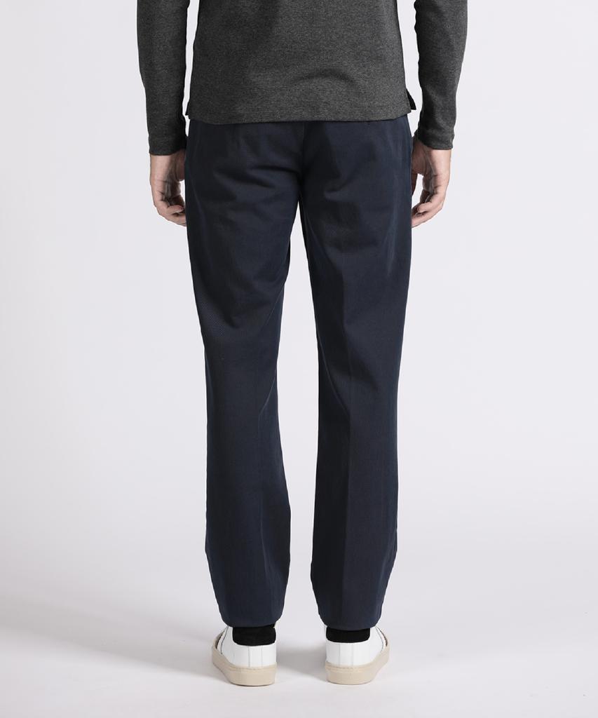 PANICALE Navy Slim Fit Dyed Cotton Pants