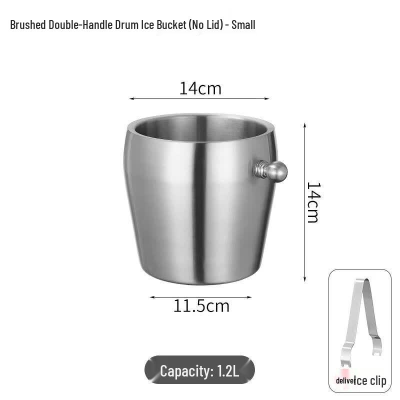 Double-Walled Stainless Steel Ice Bucket with Tongs