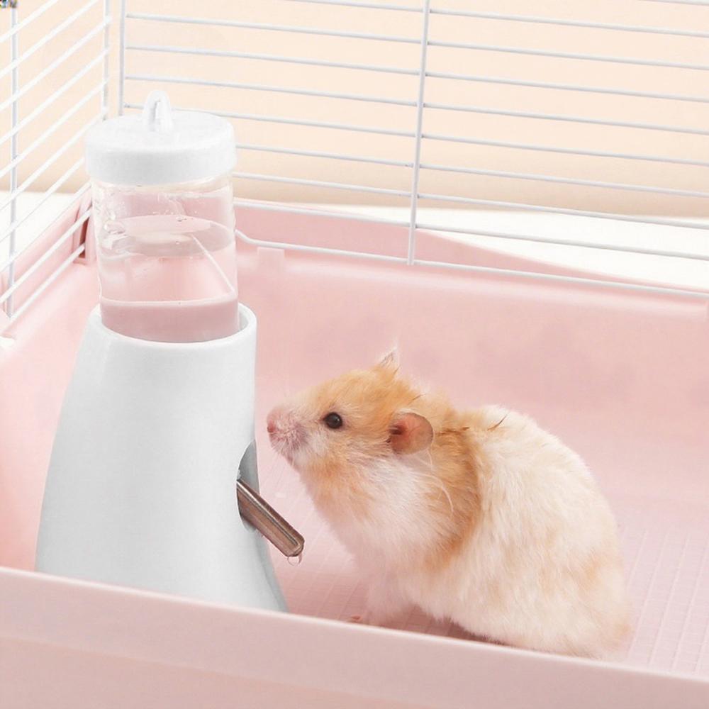 1 Set 2-In-1 Hamster Rabbit Water Bottle Set Leak-Proof Detachable Drinker with Ball Bearing Hamster Hiding Place Water Feeder