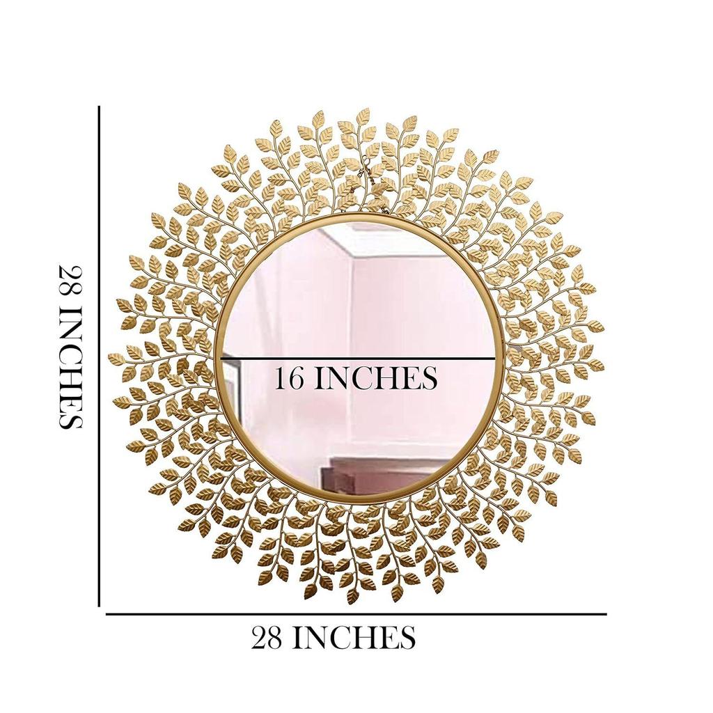 Rust Proof & Weather Proof Wall Mirror - Ideal Mirror for Living Room, Bathroom, Bedroom, Foyer | Entryway, Wash Basin Area - Gold, 28 Inches 1 Piece