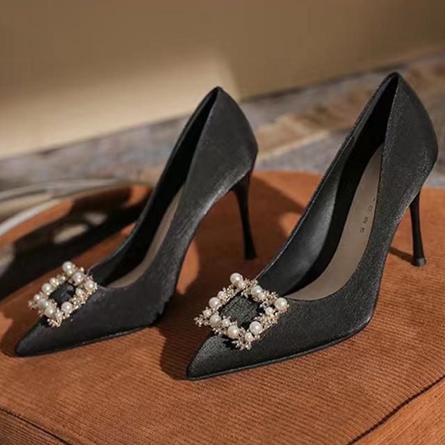 

Женские сексуальные туфли на высоком каблуке с острым носком, модные брендовые туфли-лодочки, весенние новые трендовые вечерние платья с неглубокими женскими сандалиями 40 чёрный