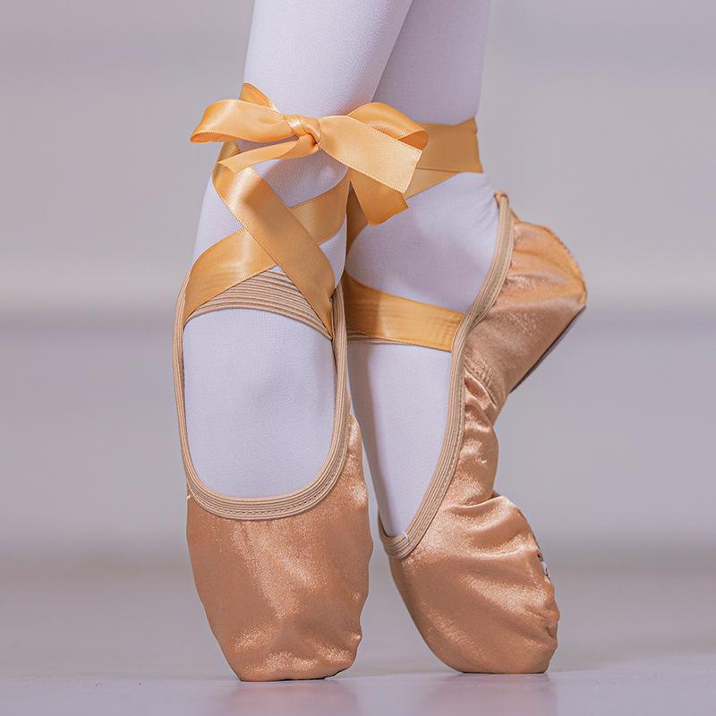 Rote Satin Ballett- & Gymnastikschuhe mit weicher Sohle für Erwachsene - Übergröße
