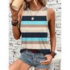 Women's Sleeveless Round-neck Vests Fashionable Geometric Color Block Printed Summer Street Fashion Casual Wear