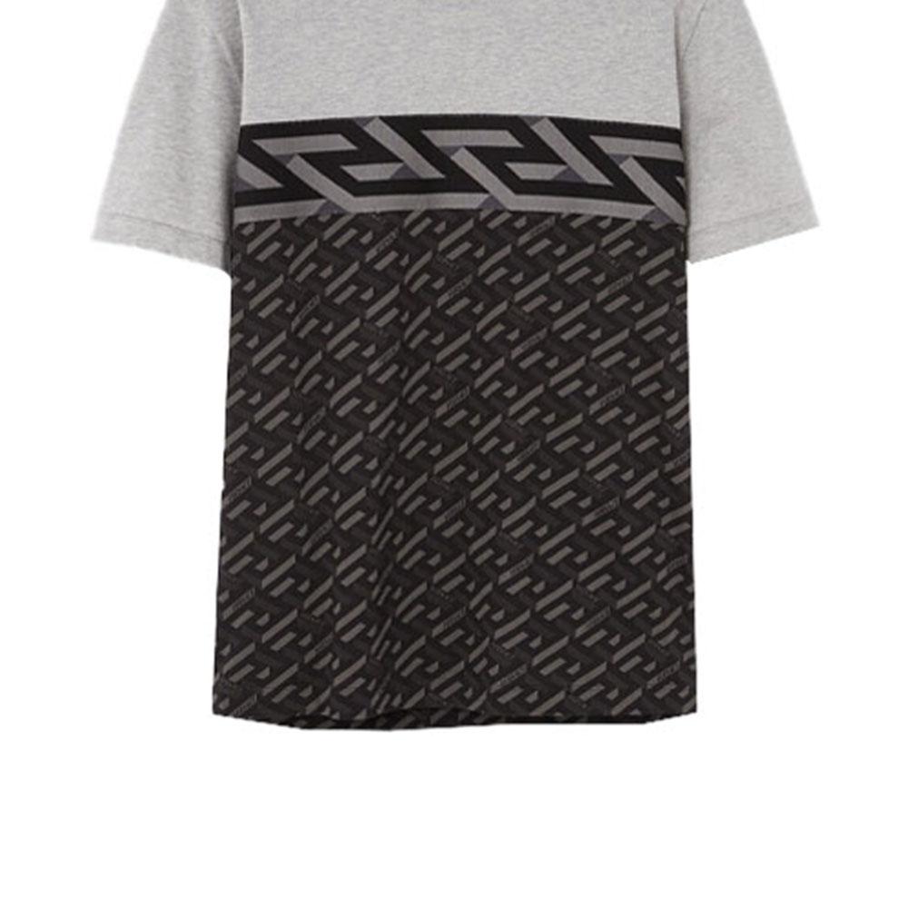 Versace Jacquard Motif T-shirt Grey Men Streetwear 1006439-1A04407-5B050