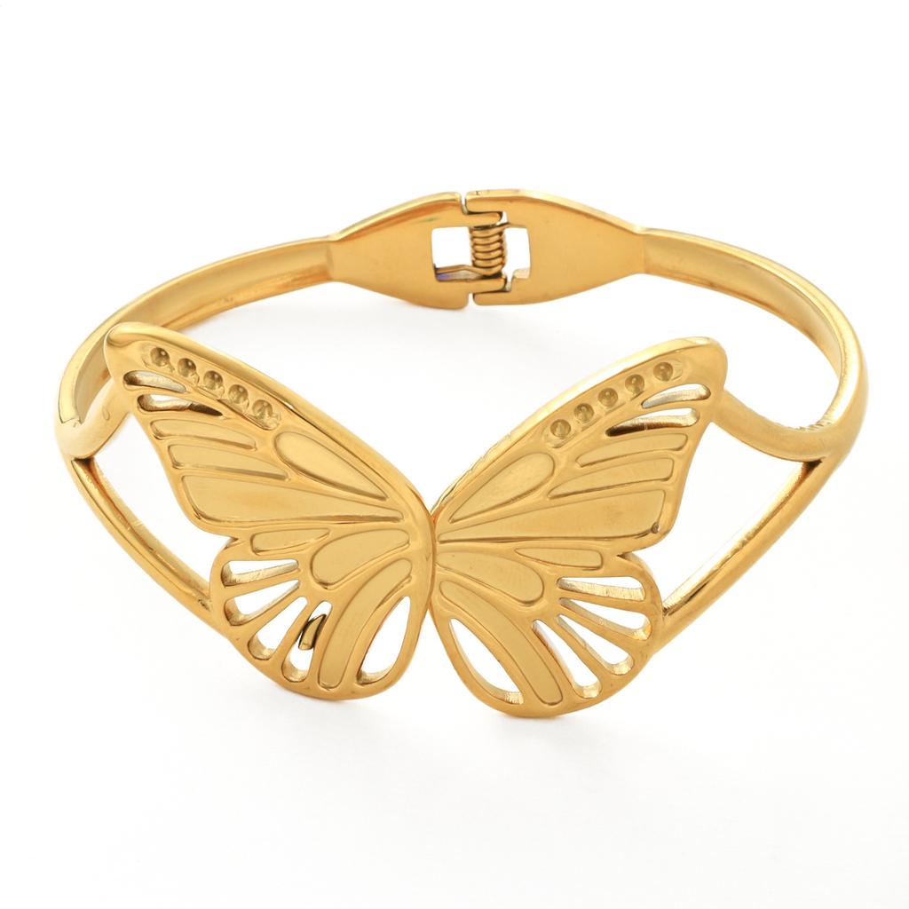 TEMU hot-selling stainless steel bracelet female personality exaggerated irregular heart-shaped butterfly does not fade hand
