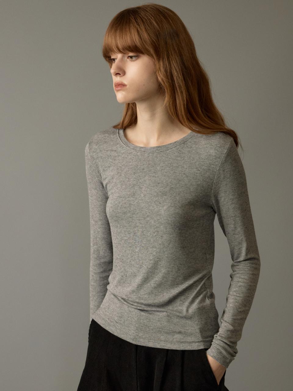 Nowood Wool Tencel Round Tee (Gray) Free