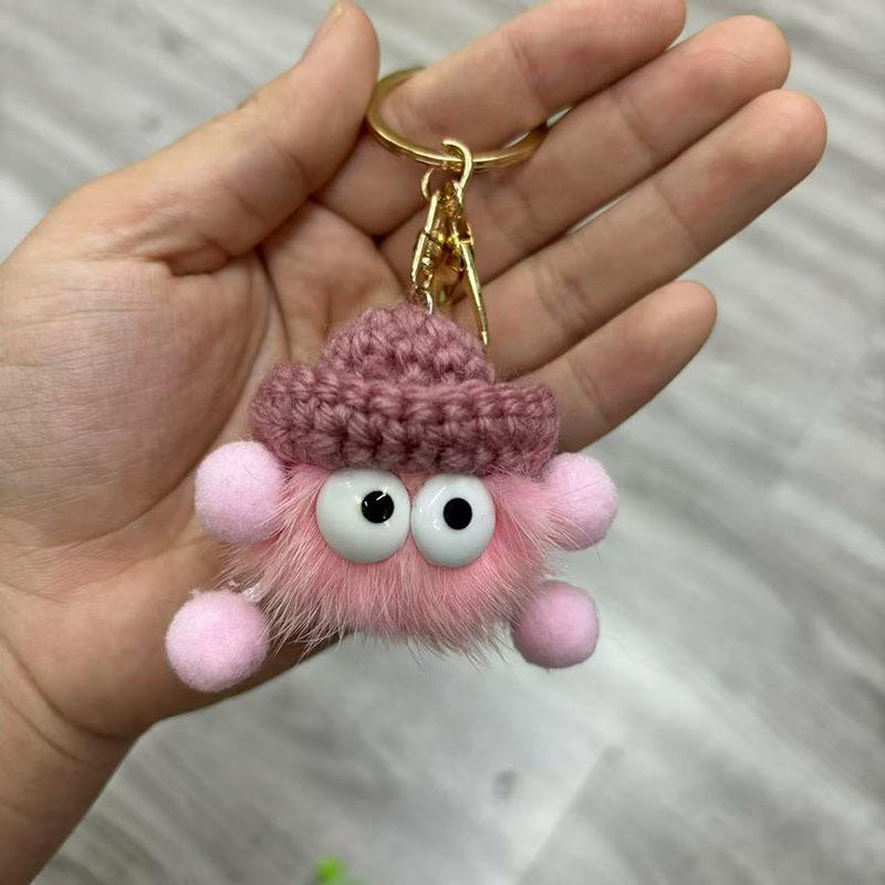 Mink Fur Soot Sprite Plush Keychain for Couples