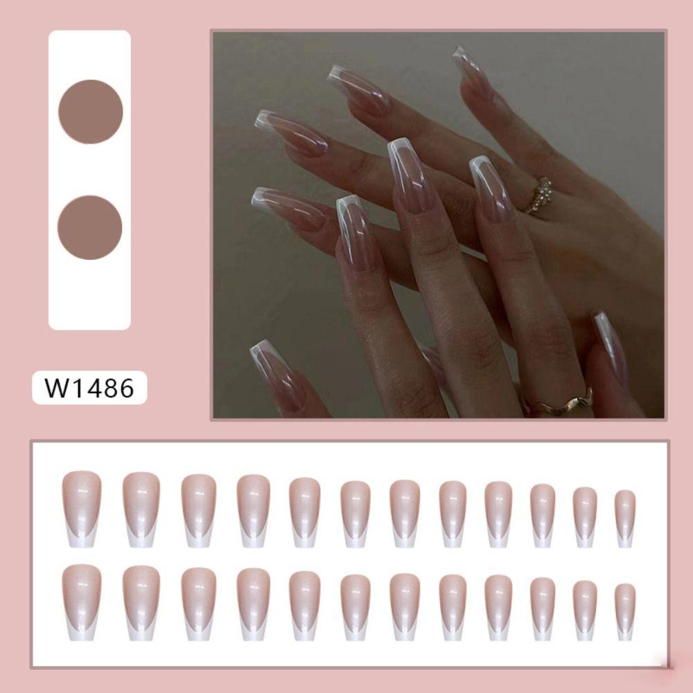 

Французские накладные ногти с белыми краями, модные накладные ногти своими руками