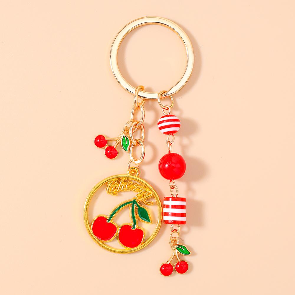 New Enamel Avocado Cherry Keychain Women Girls Fruit Key Ring Pendants for Handbag Decor DIY Key Chain Gifts