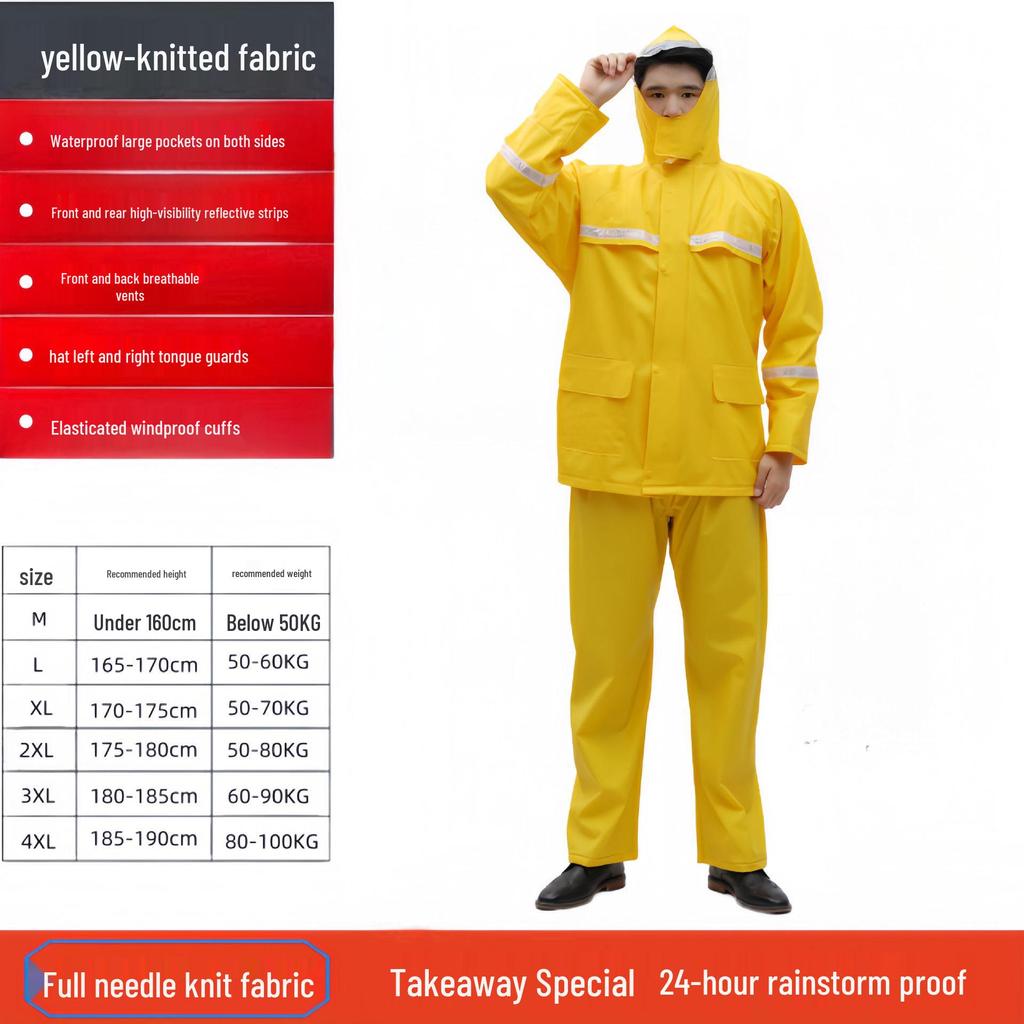 Protective Reflective Motorcycle Rain Suit - Ideal for Construction, Cycling & Riding