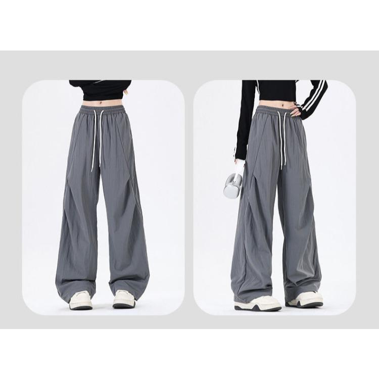 Outdoor Sports Women Ice Silk Pants Summer Stretchy Breathable Wide Leg Casual Trousers Couple Style
