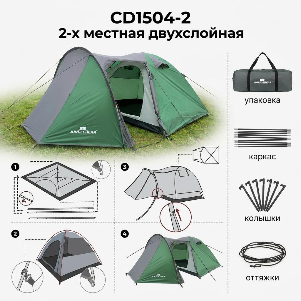 Lightweight Double Layer Waterproof 2-Person Camping Tent - Rain & Sunproof