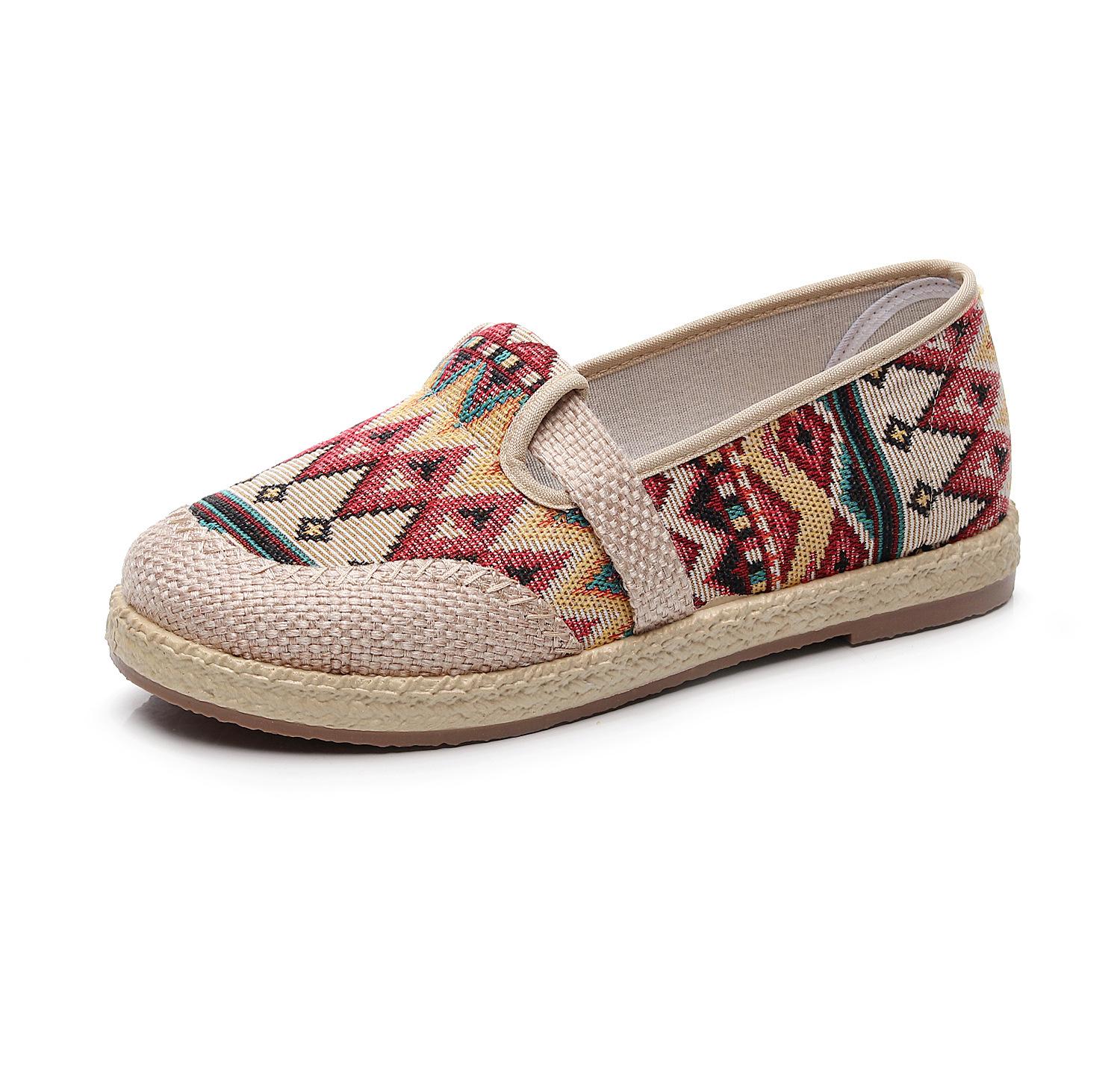 

Модные новые весенние пекинские тканевые туфли в национальном стиле, одинарные туфли на плоской подошве, подходящие ко всему, нескользящие, модные, с мягкой подошвой, дышащие парусиновые туфли 35 красный