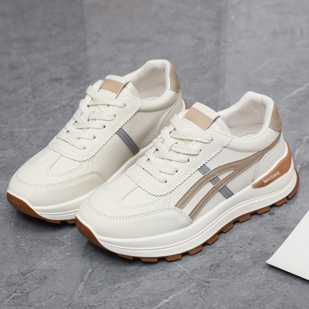 Summer new leather shoes platform sports casual women's shoes little white shoes soft sole lightweight running shoes lightweight trendy shoes