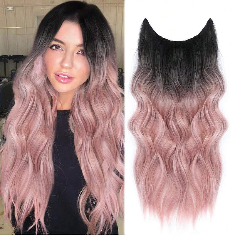 Water ripple fish thread extension wig fiber heat-resistant wig natural and comfortable suitable for daily wear by girls