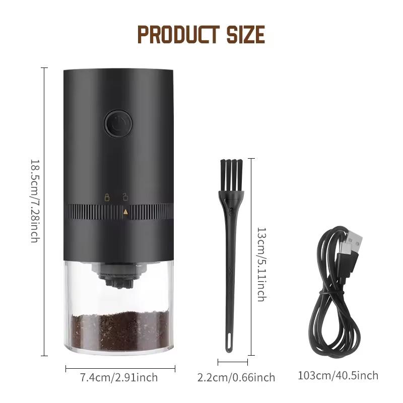 Intelligent Mini Stainless Steel Coffee Grinder, High-performance USB Rechargeable Electric Burr Coffee Grinder