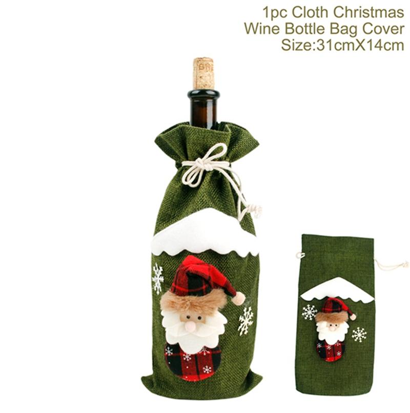 Christmas Wine Bottle Cover Merry Christmas Decorations For Home 2024 Christmas Ornament Xmas Navidad Natal Gifts New Year 2025