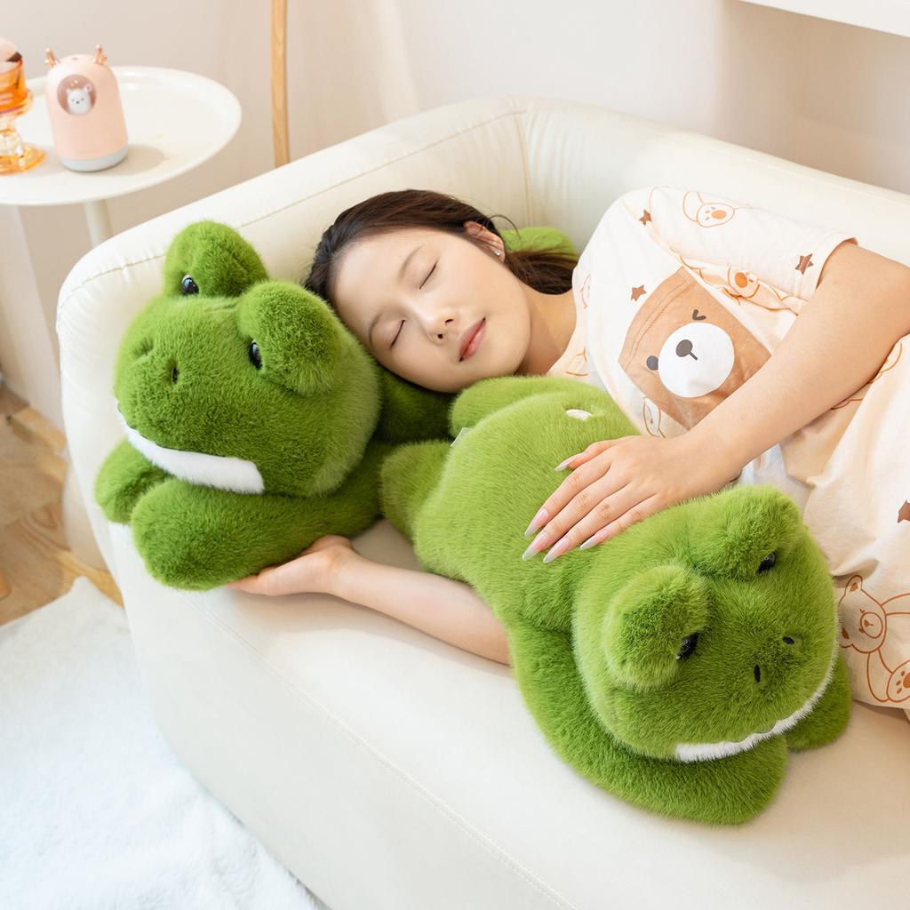 Prone Position Green Turtle Frog Animals Plush Toys Simulation  Kawaii Cartoon Soft Dolls Birthday Valentine's Day Gifts Kids