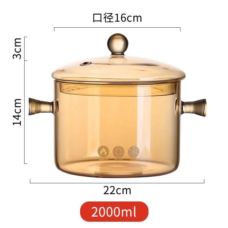 High Borosilicate Glass Saucepan for Cooking, Clear Cooking Pot, Gas Open Fire, High Temperature Resistant, Cookware, New, House