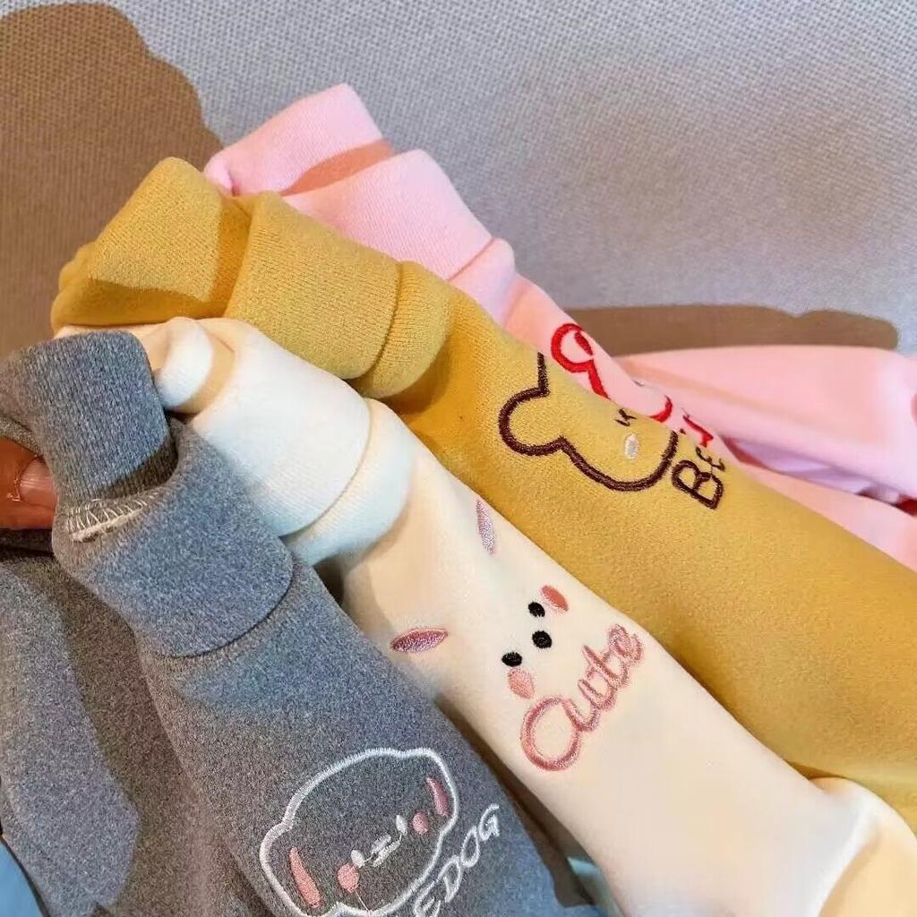 Warm Cozy Children Fleece Lined Base Layer Animal Sweatshirt Autumn Winter Girls Cute Outerwear Clothes