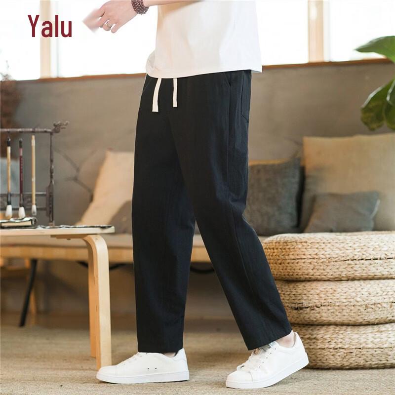 Men's Summer Linen Blend Cropped Straight Pants