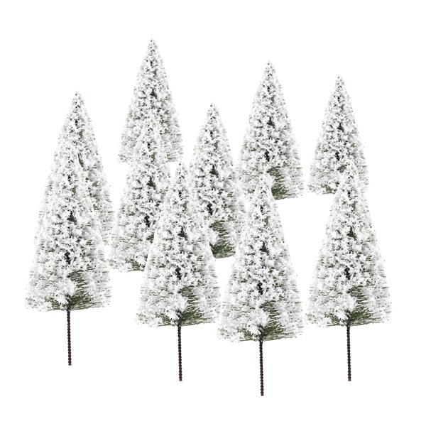 10pcs Cedar Trees Winter White Snow Model Railroad Layout Scenery Landscape 4 Inch