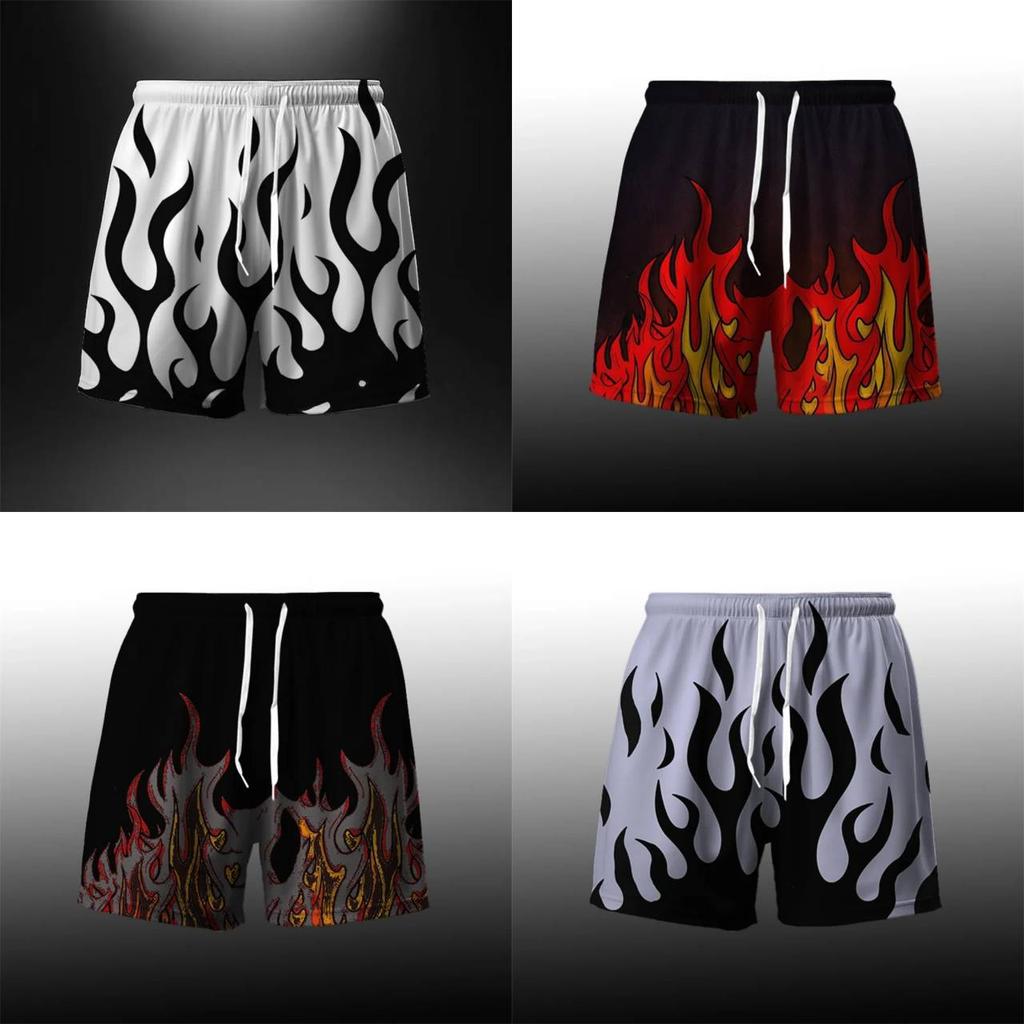 Flame Fire Muay Thai Boxing Kickboxing Shorts Pants 3D Print Fighting Training Unisex Men Women Quick Dry Fitness Gym Sport Workout Casual Streetwear