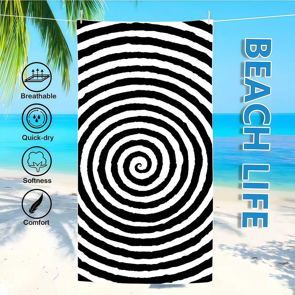 

Towel Textile Bathrobe Colorful Beach Quick-Drying Lightweight Portable Camping Spiral Swim Pool Pattern Travel W40*H60(CM)