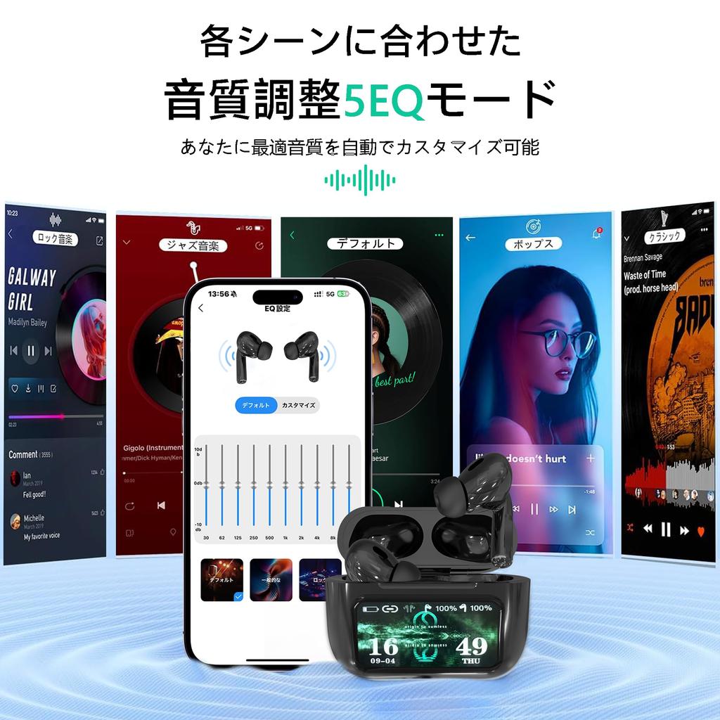 ONES MusPlayE Bluetooth Wireless Earbuds with Touch Screen and ANC Noise Smart Touch App Low Automatic Single or Compact and Game Compatible with and