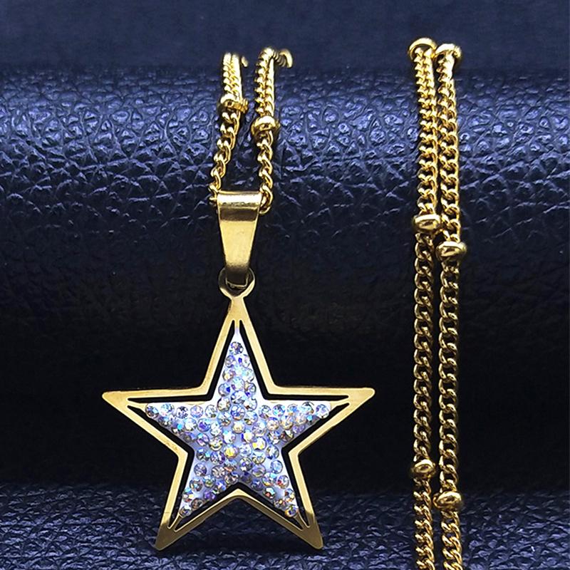 Elegant Black Crystal Heart Pendant Necklace for Women Stainless Steel Gold Color Small Exquisite Choker Chain Jewelry N8261S01