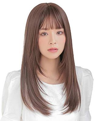 AQUADOLL MBK Czarna Matowa Peruka, Długa, Gęsta, Warstwowa, Prosta, z Przezroczystą Grzywką, Jeden Rozmiar, wg323MBK