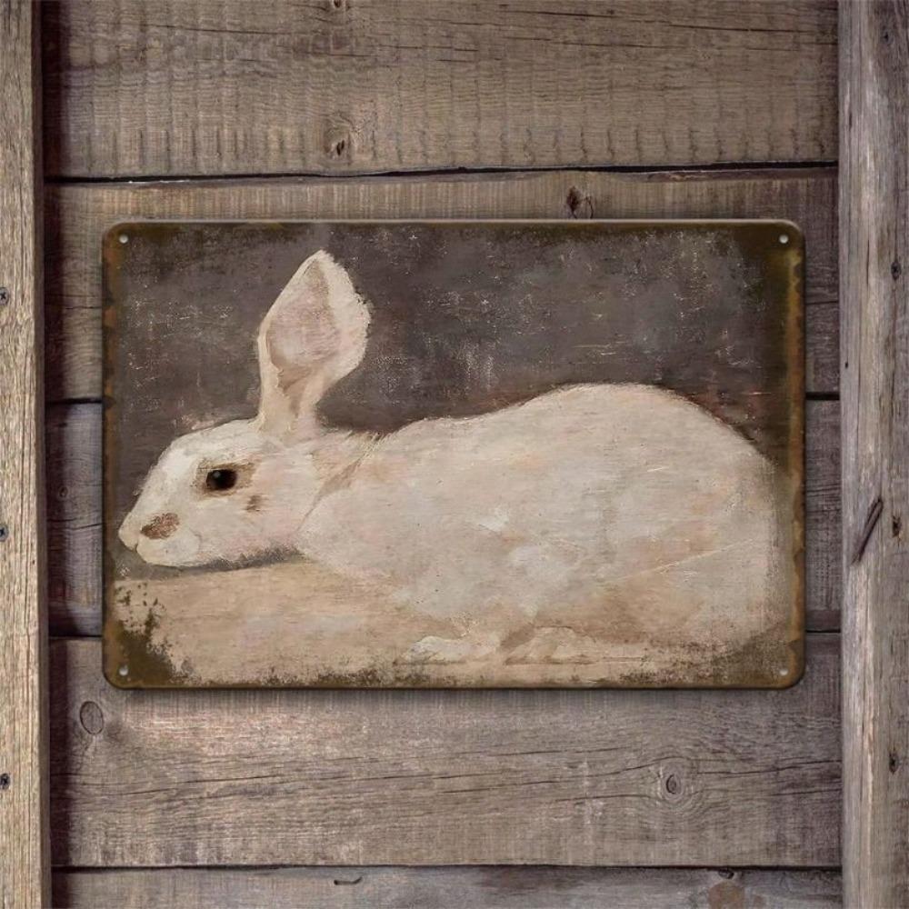 Vintage Metal Poster Rabbit Country Style Bar Wall Decor