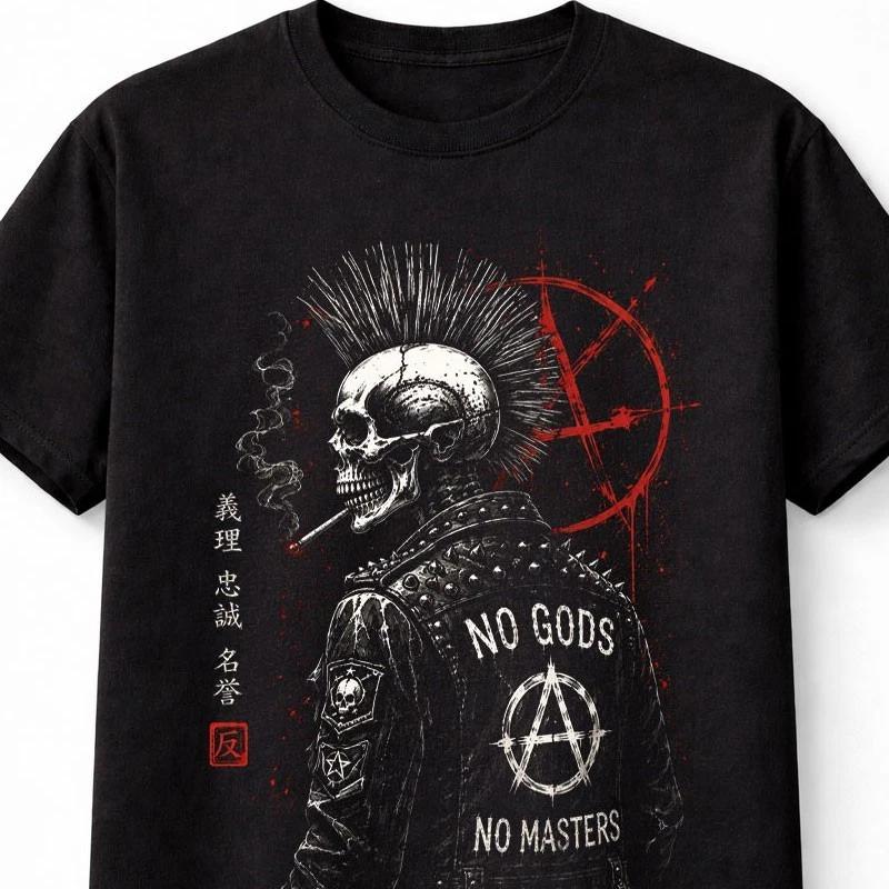 Punk Skeleton Anarchy Skull Gothic Horror Rock Unisex TShirt S